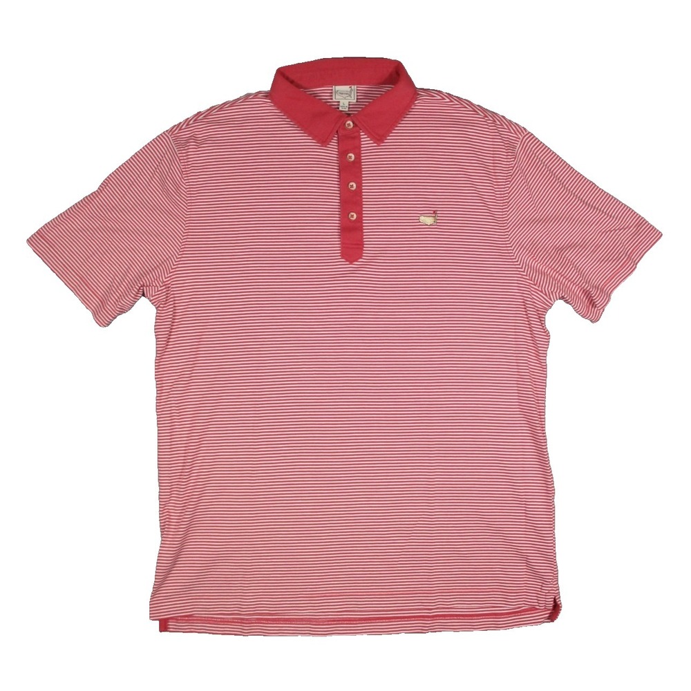 Masters Polo Shirt Men's Size Large L Red & White Striped Logo
